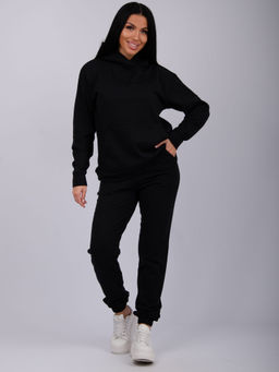 Джоггеры "Селена 2" чёрные, футер 2-х нитка начес