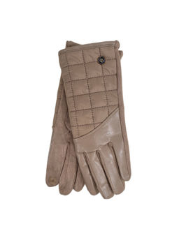 Комбинированные женские перчатки, цвет светло коричневый