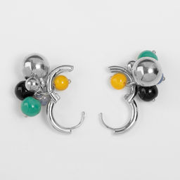 Серьги со съёмным элементом Трансформер горсть, цветные в серебре - Qf фото 2