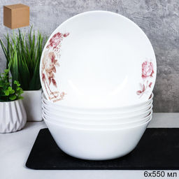 Набор суповых тарелок 6 штук 550 мл / EVR60 (2024) /уп 12/ Чайная роза