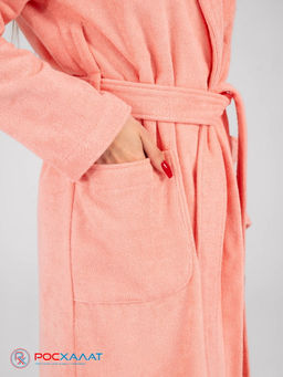 Женский махровый халат с шалькой светло-коралловый МЗ-02 (6)