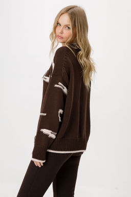 Джемпер Pirs 6375 коричневый с бежевым  фото 5