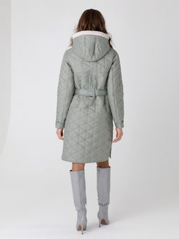 24327 Полупальто дем. серо-зеленый - Dizzyway фото 3