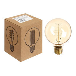 Лампа накаливания винтажная «Шар спираль», G80, 40 Вт, Е27, 230 В, 120×80 мм, тёплый белый