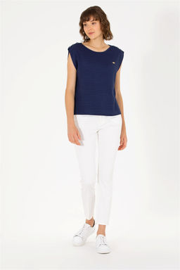 Женская темно-синяя футболка без рукавов с круглым вырезом Неожиданная скидка в корзине - U.s. polo assn фото 3