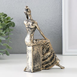 Фигурка полистоун «Девушка на камне», под бронзу, 12.5×5×17 см