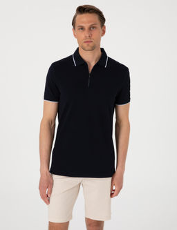Lacivert Slim Fit Polo Yaka Ti__rt