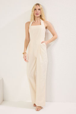 TRENDYOLMILLA Tas Boyundan Baglamal? Genis Paca Formlu Uzun Dokuma Tulum TWOSS25TU00008