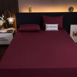 Комплект постельного белья Однотонный Сатин на резинке CSR022 160*200*35 2 спальный наволочка