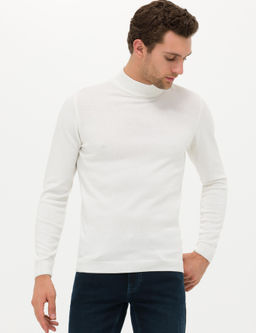 Базовый трикотажный свитер узкого кроя цвета экрю в клетку Fisherman - Cacharel фото 3