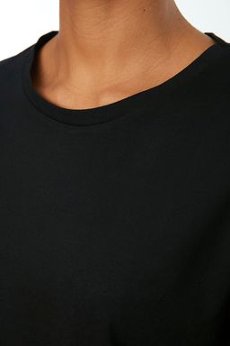 TRENDYOLMILLA Beyaz %100 Pamuk Uzun Kollu Bisiklet Yaka Regular/Normal Kal?p Basic Orme T-Shirt TWOAW21TS0098  фото 17