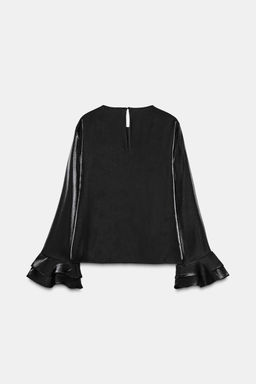 SHIMMER FABRIC RUFFLED BLOUSE - Zara фото 7