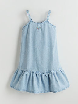 Nak?? Detayl? K?z ?ocuk Jean Elbise