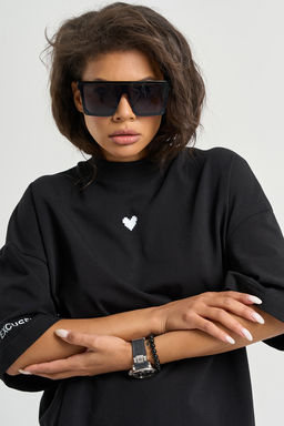 Футболка оверсайз с надписью из хлопка черная