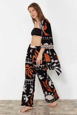 TRENDYOLMILLA Soyut Desenli Dokuma %100 Pamuklu Plaj Pantolon TBESS24PL00020 фото 2