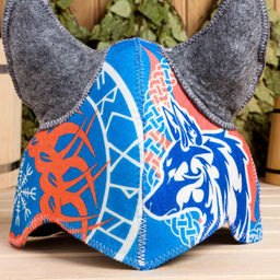 Шапка для бани и сауны «Викинг с волком», войлок, синий, «Добропаровъ»