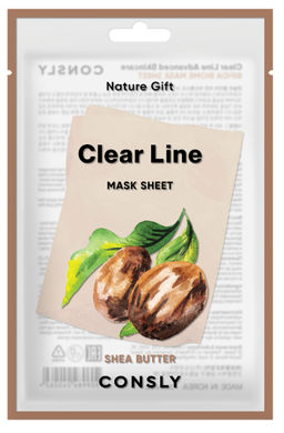Consly Тканевая маска питательная тканевая маска с маслом ши Clear Line Nature Gift Shea Butter Mask Sheet (25 мл)  фото 2