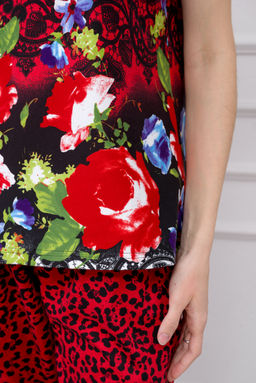 Пижама женская из интерлока Социал красная роза - Амадэль фото 11