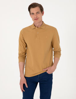 Camel Slim Fit K_vr_lmaz Polo Yaka Basic Pike Sweatshirt
