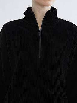 Dik Yaka Fitilli Kad?n Sweatshirt