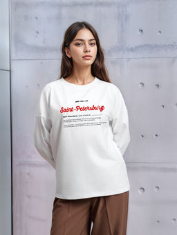 Лонгслив женский "Дом там где...Saint-Petersburg" белый