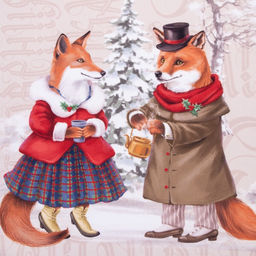 Шторы для кухни с подхватами «Этель» Winter holidays, 145×180 см - 2 шт., бежевые