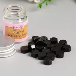 Цена за 2 шт. Сургуч в гранулах в баночке Восьмигранник каменный уголь 9 гр 4,5х3х3 см - Арт узор фото 2