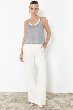 Gri Cift Kat Triko Ince Bluz TWOSS24BZ00599 - Trendyolmilla фото 2