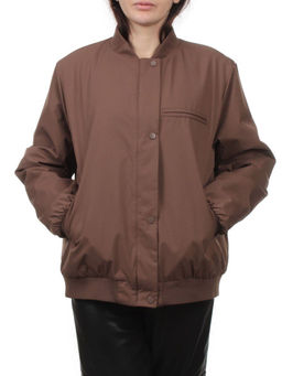 H24-608 BROWN Куртка бомбер демисезонная женская (100 гр. синтепон) - Fashion фото 3