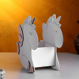 Кашпо деревянное для цветов и подарков Единорог, розовое, 23х11х23 см - Дарим красиво фото 2