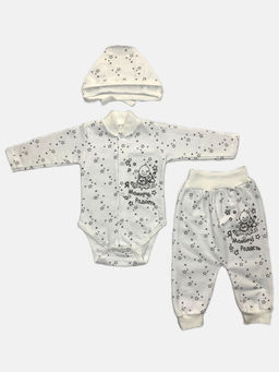 Костюм футер: чепчик, боди, штаны, арт.dA2-KS153-ITnk, белый звезды - Мамин малыш фото 5