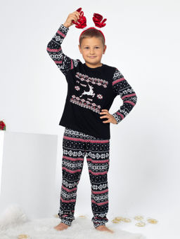 Пижама детская кулирка с брюками "ЛАПЛАНДИЯ" ЧЕРНЫЙ