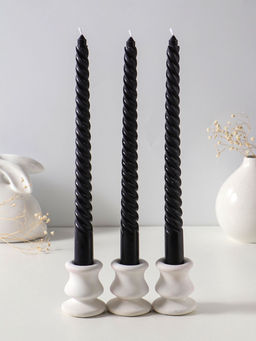 Свеча витая 25 см (набор 3 шт) 57 гр, 5 ч, цв. чёрный