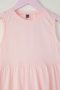 Pembe K?z Cocuk %100 Pamuk Batik Desenli Kolsuz Mini Orme Elbise TKDSS25EL00014 - Trendyolmilla фото 3