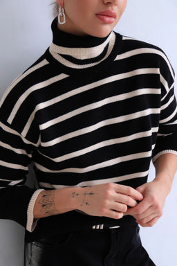 Martichelli Свитер чёрный в бежевую полоску  фото 18