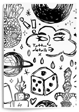 Тетрадь 96 л. А4 клетка, на скрепке, LOREX TATTOO офсет, мелованный картон, soft touch, выборочный УФ-лак, запечатка форзаца - Buro фото 2