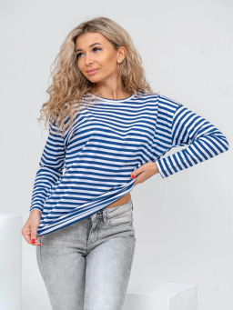 Лонгслив женский, цвет синий белый