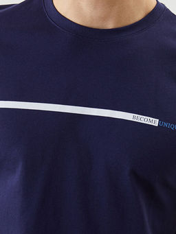 Bisiklet Yaka K?sa Kollu Bask?l? Penye Erkek Ti??rt