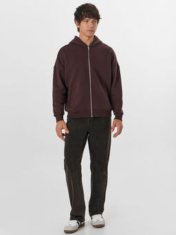 Теплая толстовка мужская коричневая на молнии