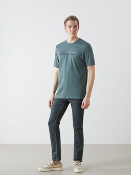 Bisiklet Yaka K?sa Kollu Bask?l? Penye Erkek Ti??rt