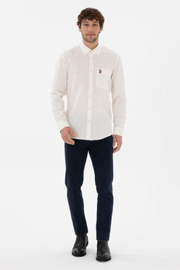 Мужская кремовая рубашка с длинным рукавом 1 бесплатно для 1 зоны в рубашках - U.s. polo assn фото 4