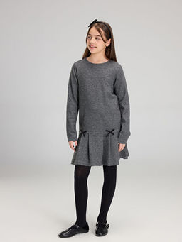 Bisiklet Yaka Pileli K?z ?ocuk Elbise