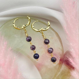 Серьги тройные с камнем Чароит - Радуга самоцветов фото 3