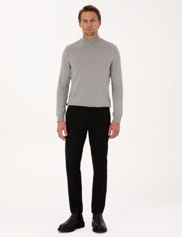Siyah Slim Fit Kanvas Pantolon