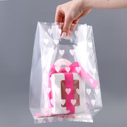 Цена за 20 шт. Пакет полиэтиленовый квадратный с вырубной ручкой, упаковка, "Сердечки", 17х33+17см ± 5% 60 мкм