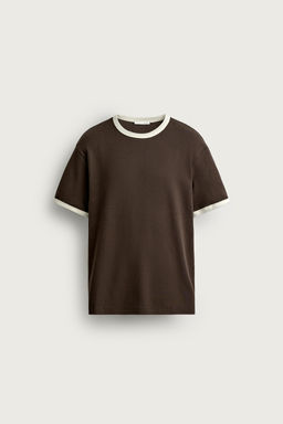 CAMISETA RIB CONTRASTE B?SICA / Marr?n - Zara фото 7