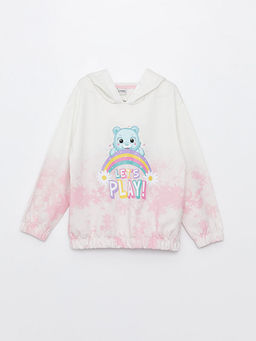 Kap??onlu Bask?l? Uzun Kollu K?z ?ocuk Sweatshirt