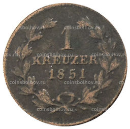 Монета 1 крейцер 1851 года Германские государства  Баден