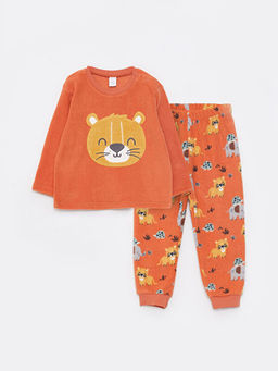 Bisiklet Yaka Uzun Kollu Desenli Erkek Bebek Polar Pijama Tak?m