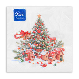 Цена за 2 шт. Салфетки новогодние бумажные Pero Prestige Сказочный город, 3 слоя, 33?33 см, 20 шт.